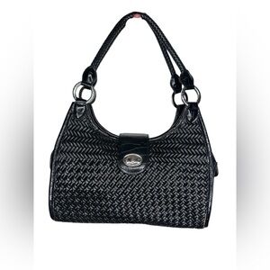 Vintage Cold water Creek Leather Woven Bag Crocodile Silver Grunge Hardware